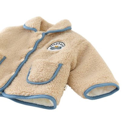 Beige Elephant Trim Baby Jacket