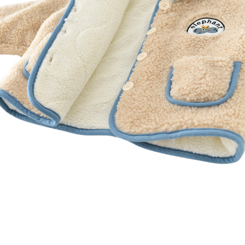 Beige Elephant Trim Baby Jacket