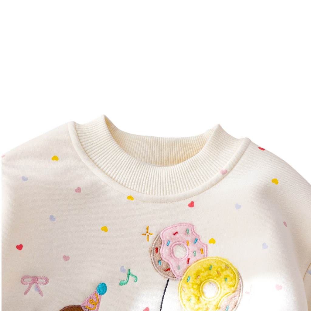 Apricot Puppy Embroidered Baby Sweatshirt