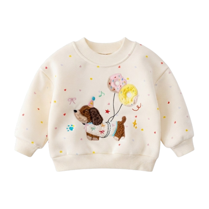 Apricot Puppy Embroidered Baby Sweatshirt