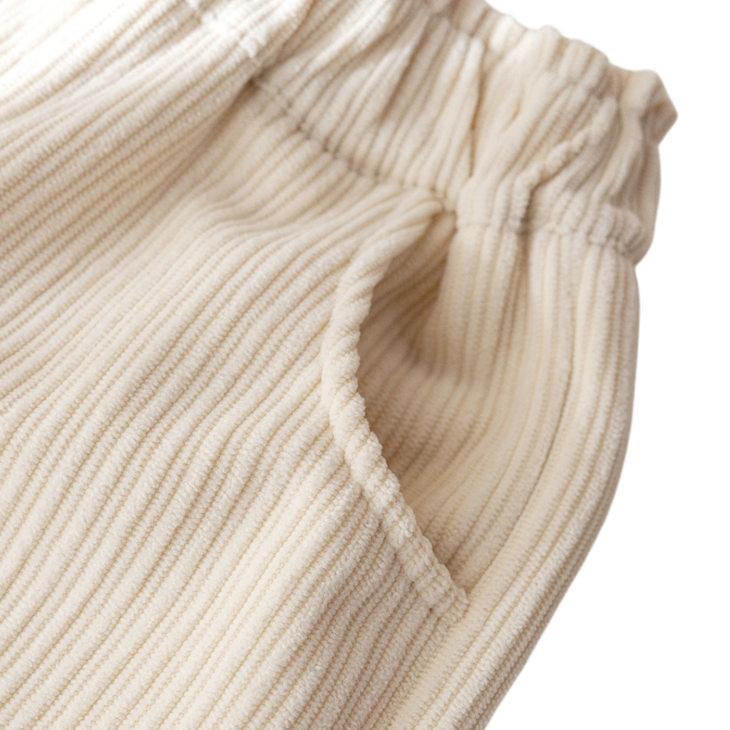Beige Bow Embroidered Baby Pants