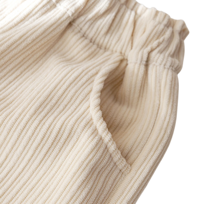 Beige Bow Embroidered Baby Pants