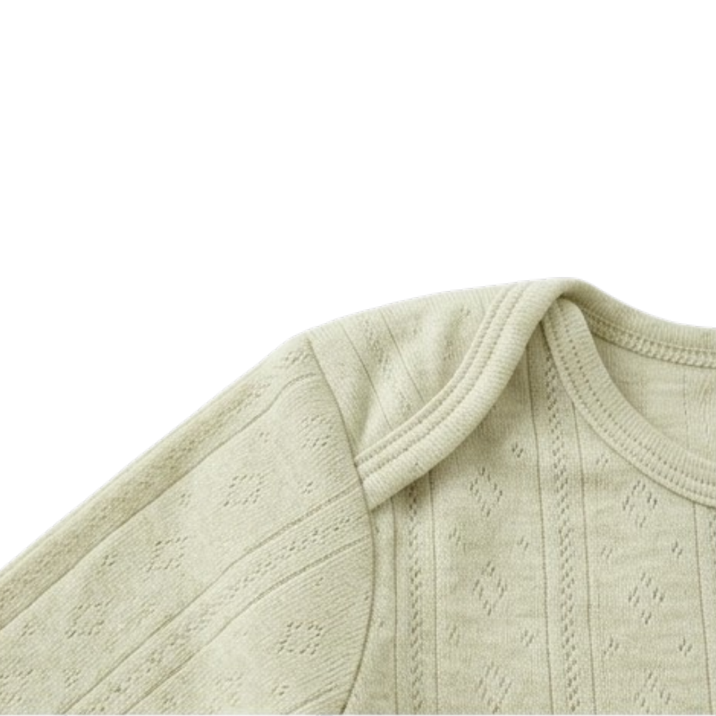 Milk Green Ribbed Long-Sleeve Baby Bodysuit