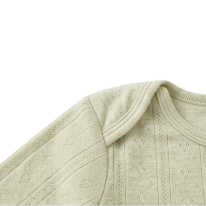Milk Green Ribbed Long-Sleeve Baby Bodysuit