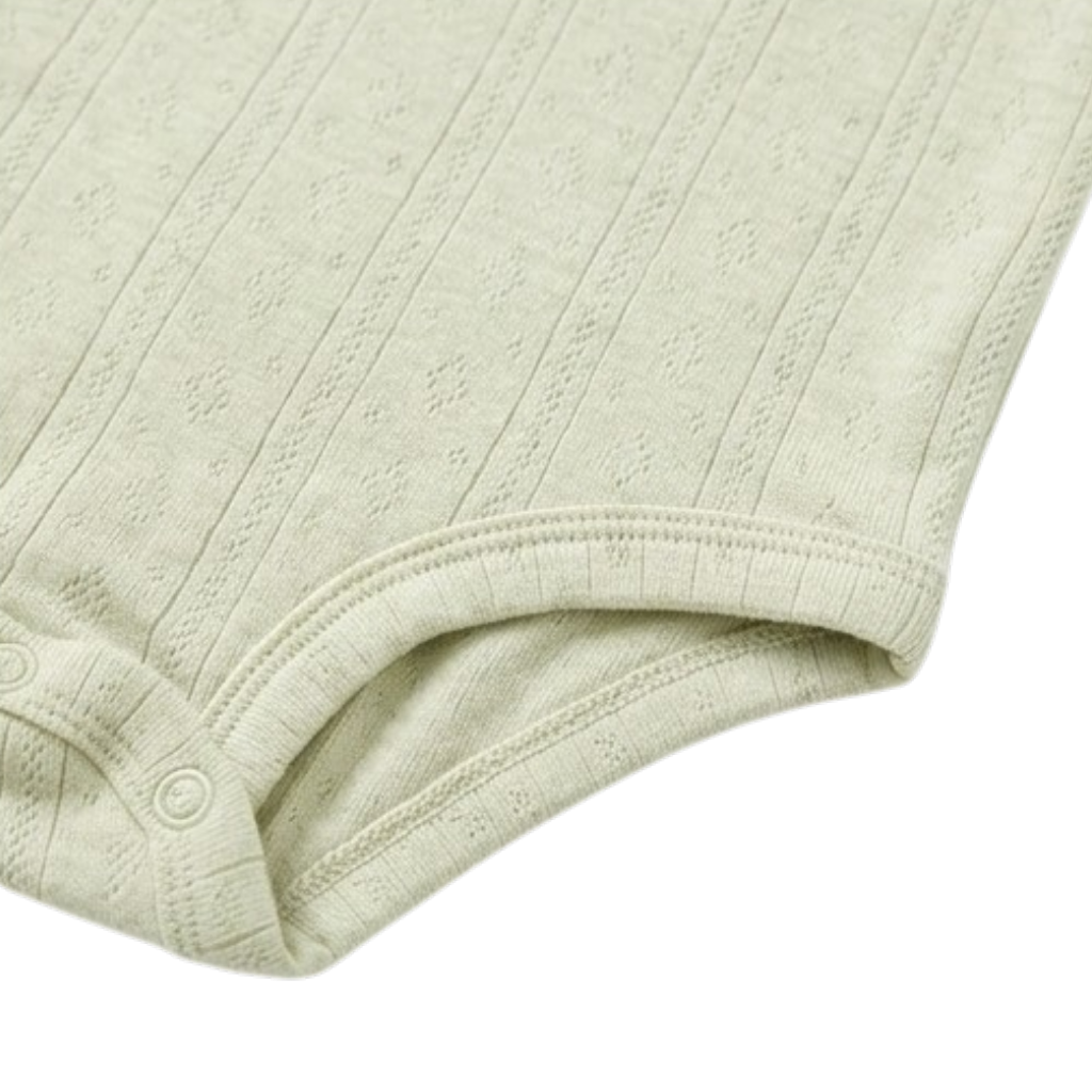 Milk Green Ribbed Long-Sleeve Baby Bodysuit