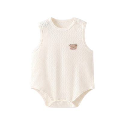 Bear Cream Sleeveless Baby Bodysuit styled product image