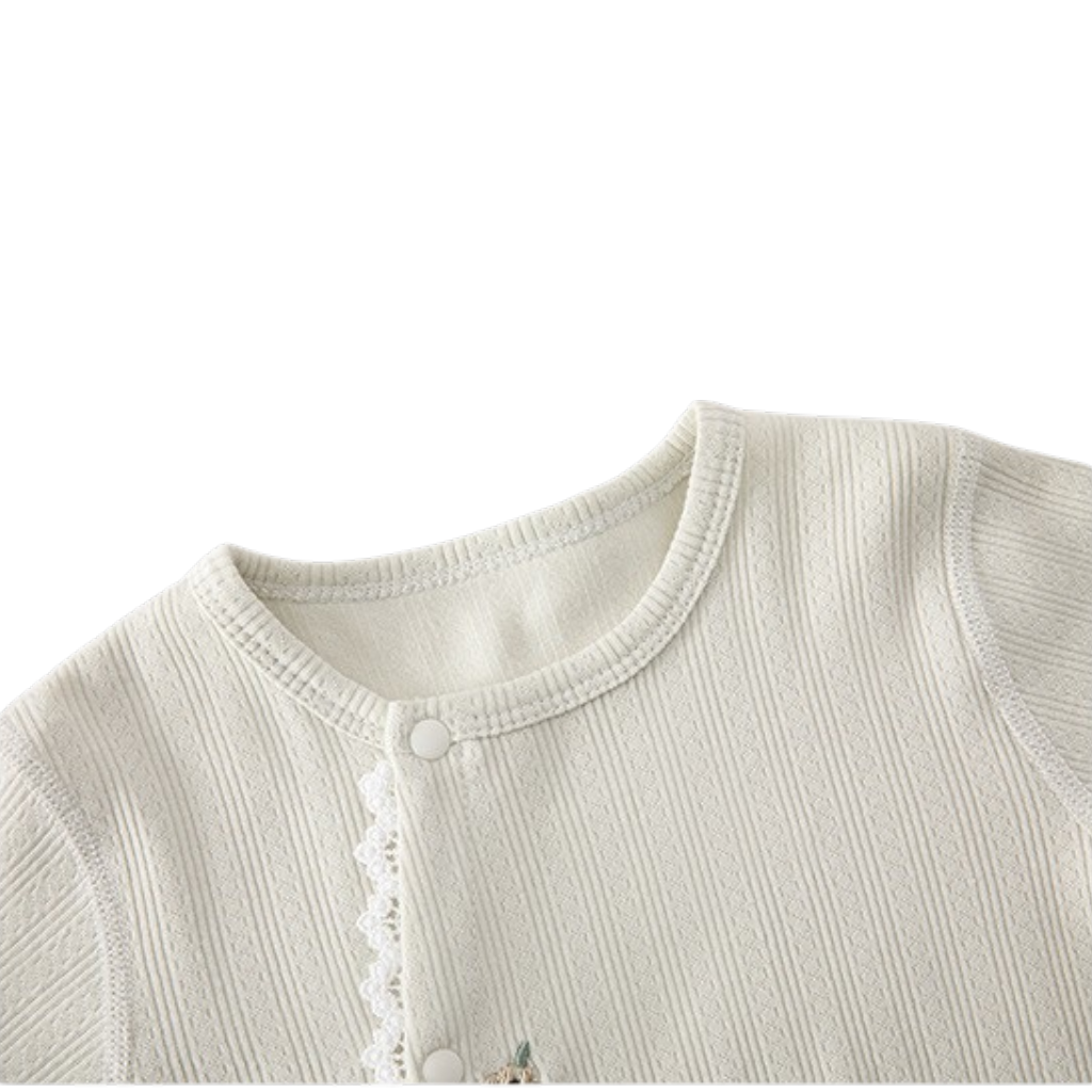 Creamy Sage Bunny Long-Sleeve Baby Romper