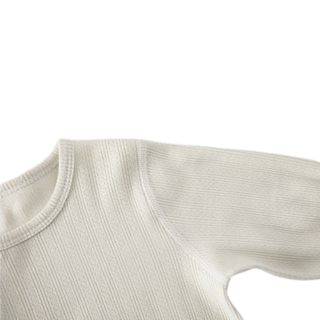 Creamy Sage Bunny Long-Sleeve Baby Romper