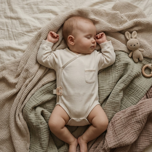 Light Beige Grey Bear Baby Bodysuit