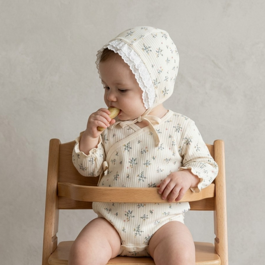 Little Blue Flower Baby Bodysuit Set