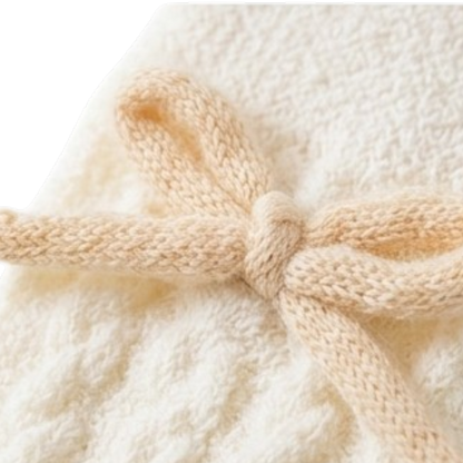 White Bow Winter Baby Socks