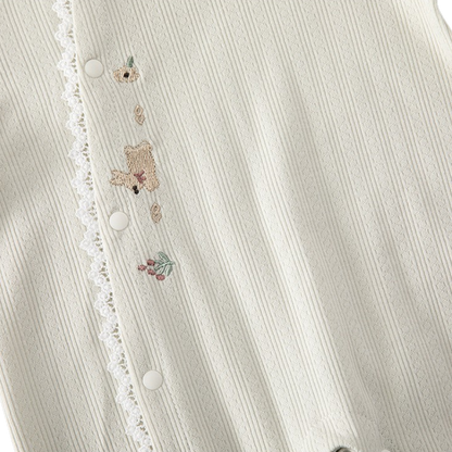 Creamy Sage Bunny Long-Sleeve Baby Romper