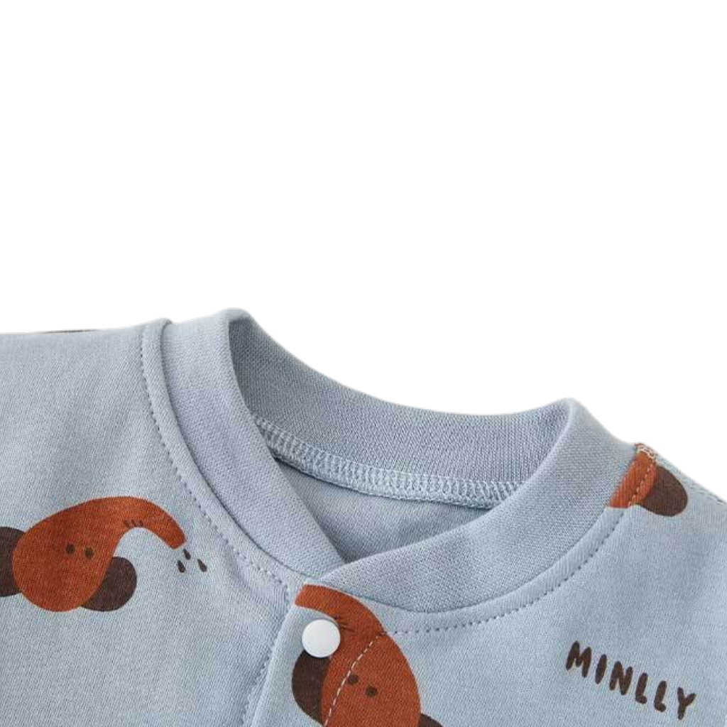 Blue Elephant Long-Sleeve Baby Romper