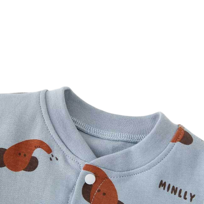 Blue Elephant Long-Sleeve Baby Romper