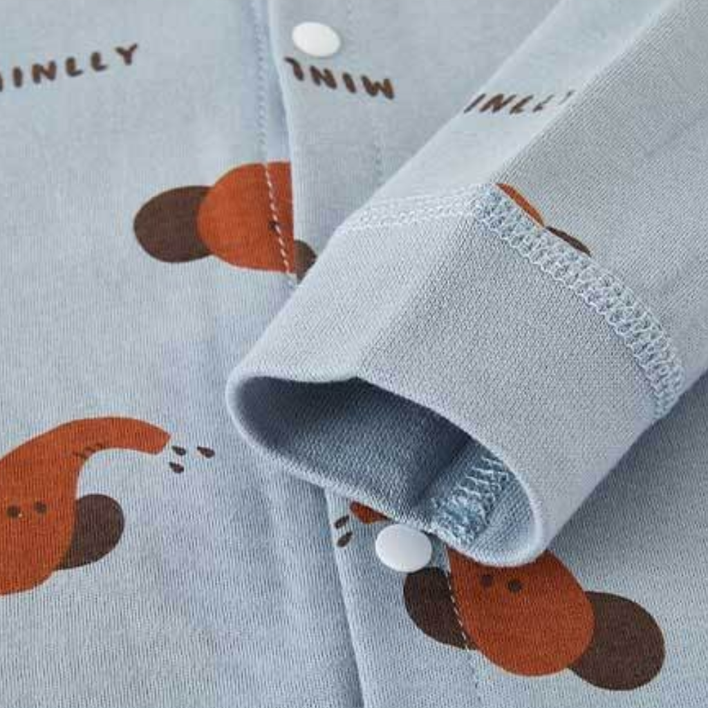 Blue Elephant Long-Sleeve Baby Romper