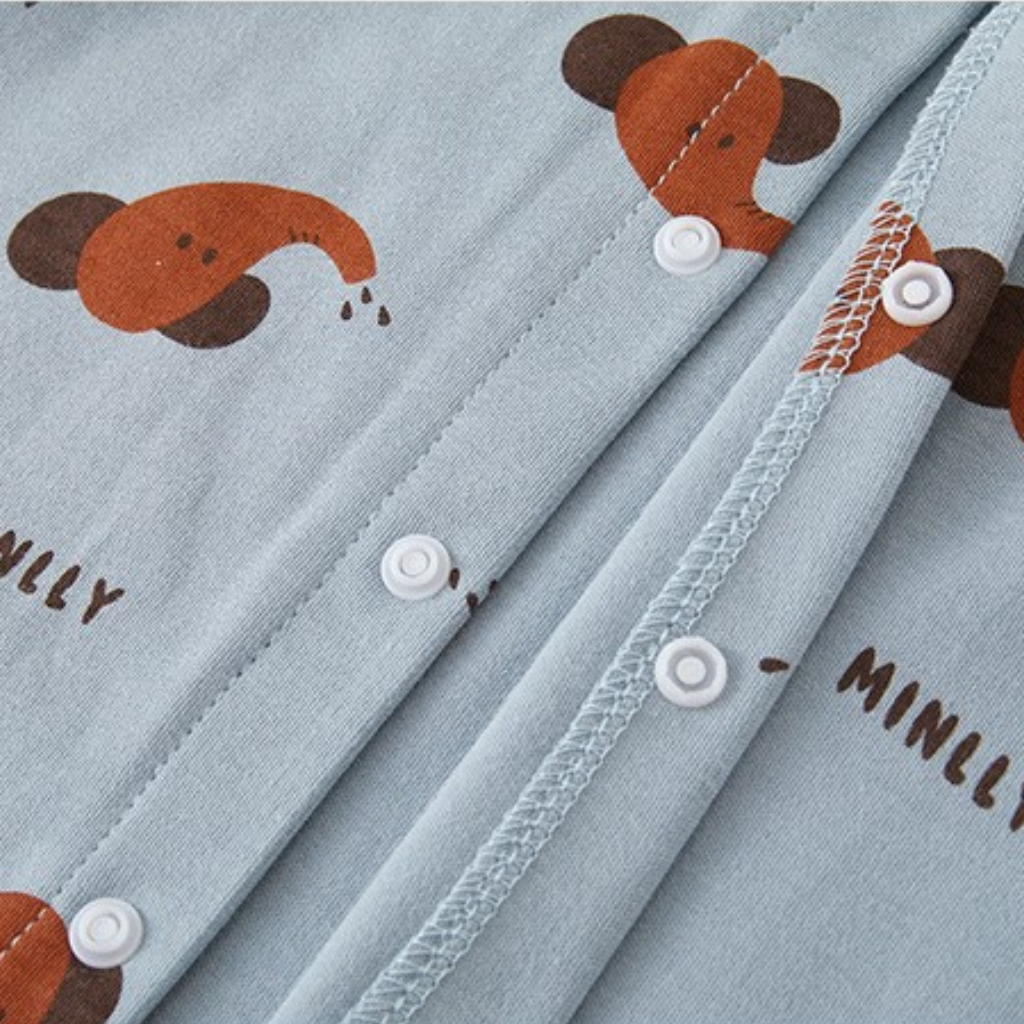 Blue Elephant Long-Sleeve Baby Romper