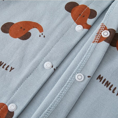 Blue Elephant Long-Sleeve Baby Romper