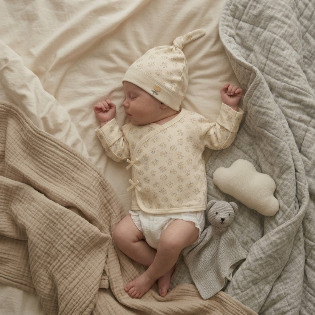 Sunflower Newborn Half-Back Bodysuit Set styled product image