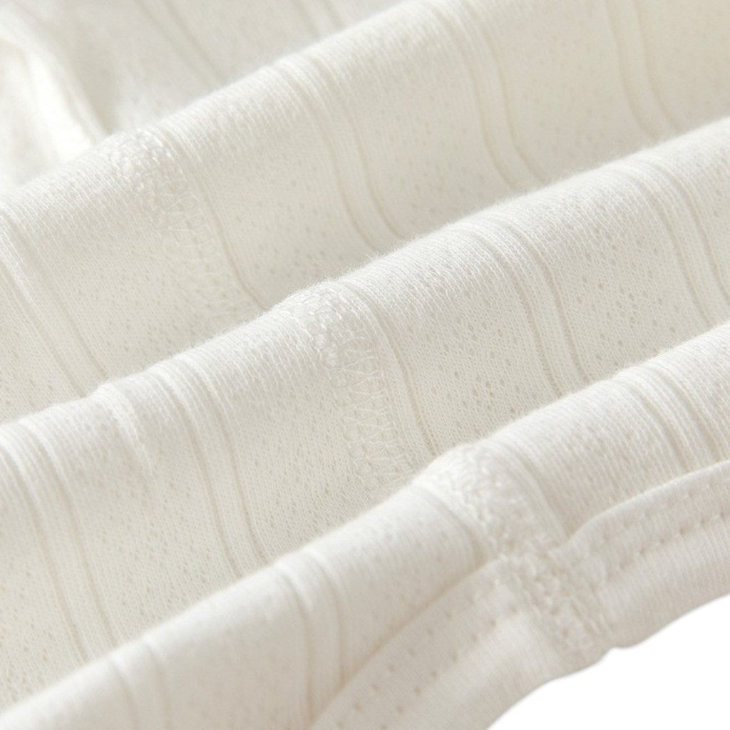 White Button-Collar little bear Long-Sleeve Baby Bodysuit