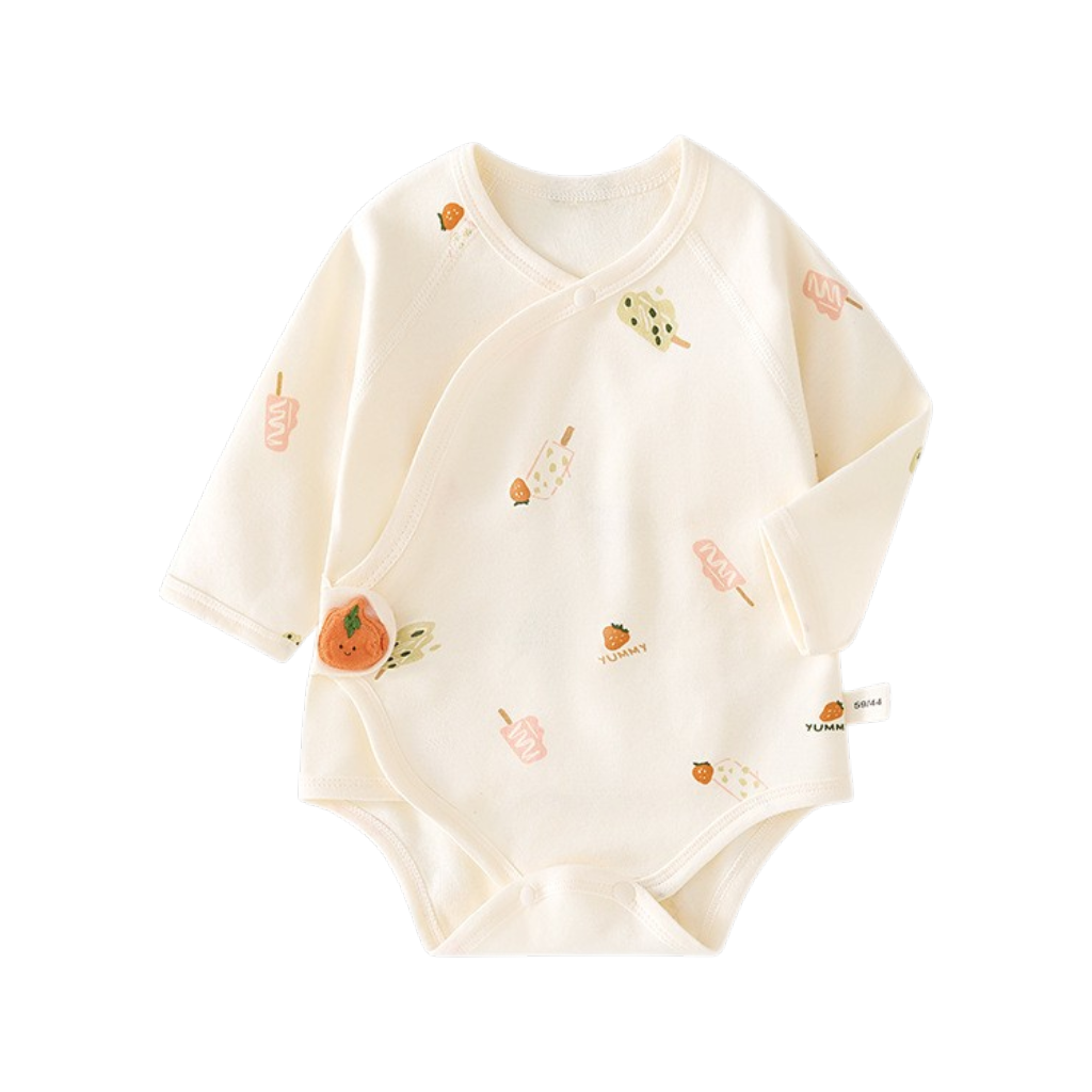 Cream Popsicle Wrap Long-Sleeve Baby Bodysuit