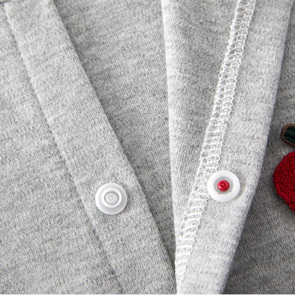 Grey Apple Long-Sleeve Baby Romper