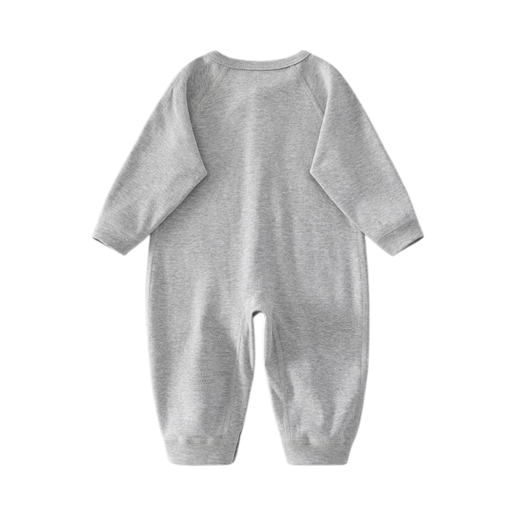 Grey Apple Long-Sleeve Baby Romper