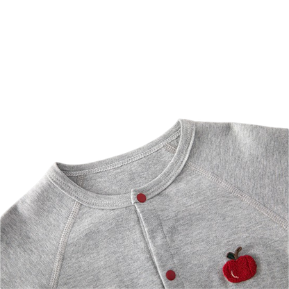 Grey Apple Long-Sleeve Baby Romper