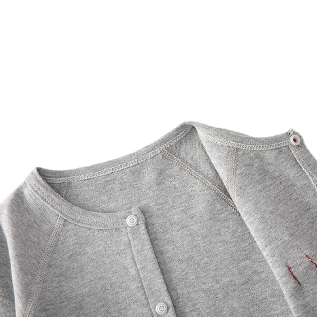Grey Apple Long-Sleeve Baby Romper