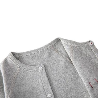 Grey Apple Long-Sleeve Baby Romper