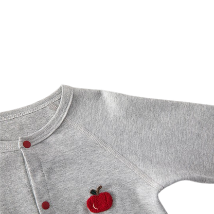 Grey Apple Long-Sleeve Baby Romper