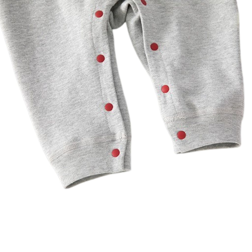 Grey Apple Long-Sleeve Baby Romper