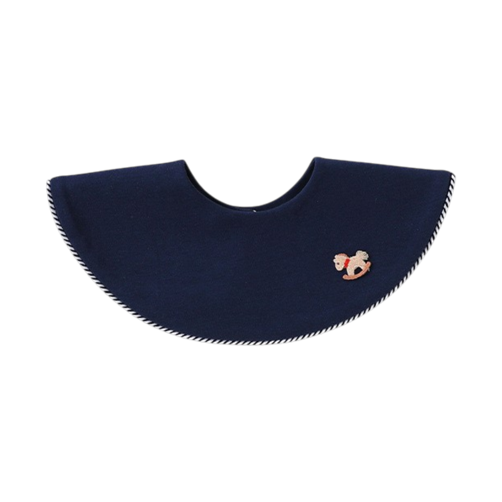 Navy Round Cotton Baby Bib