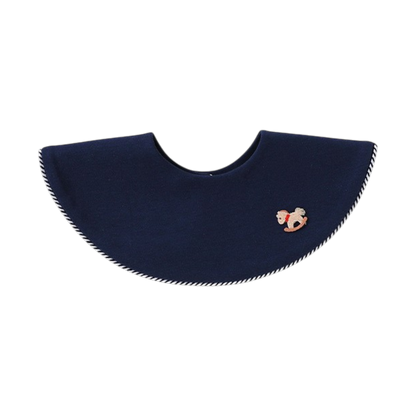 Navy Round Cotton Baby Bib