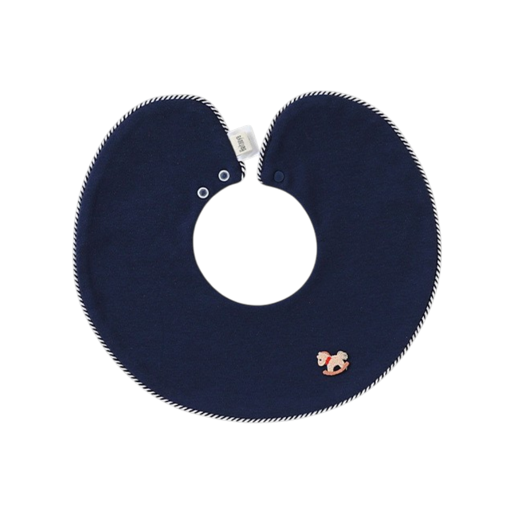 Navy Round Cotton Baby Bib