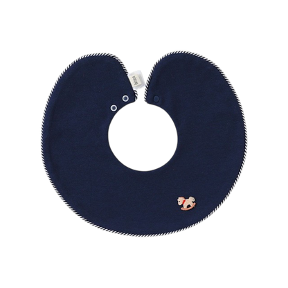 Navy Round Cotton Baby Bib