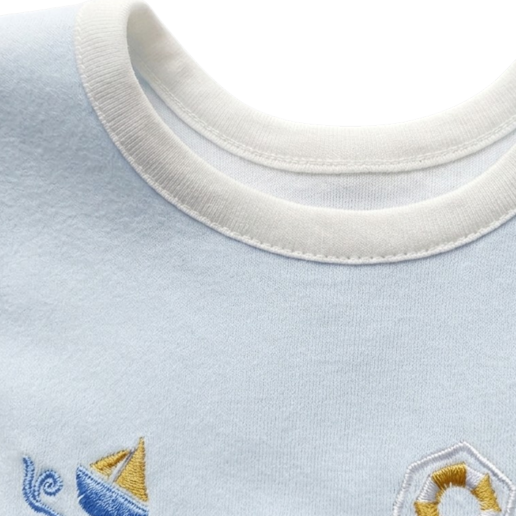 Ocean Sailboat Baby Bib styled product image, view 2