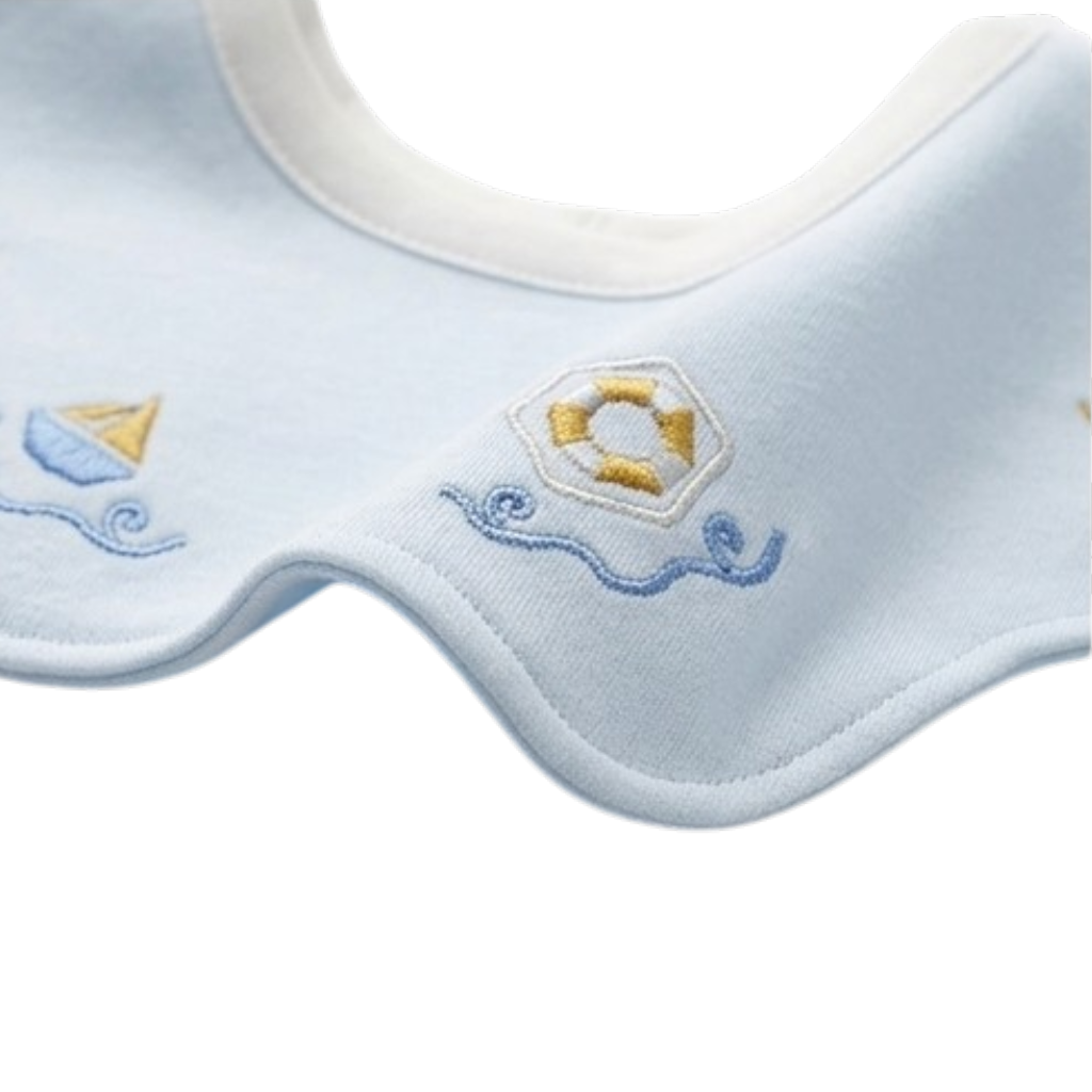 Ocean Sailboat Baby Bib styled product image, view 3