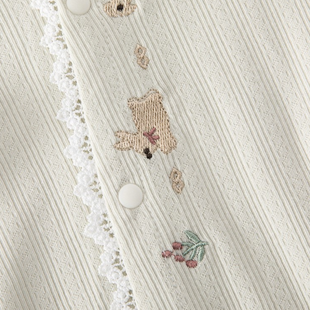 Creamy Sage Bunny Long-Sleeve Baby Romper