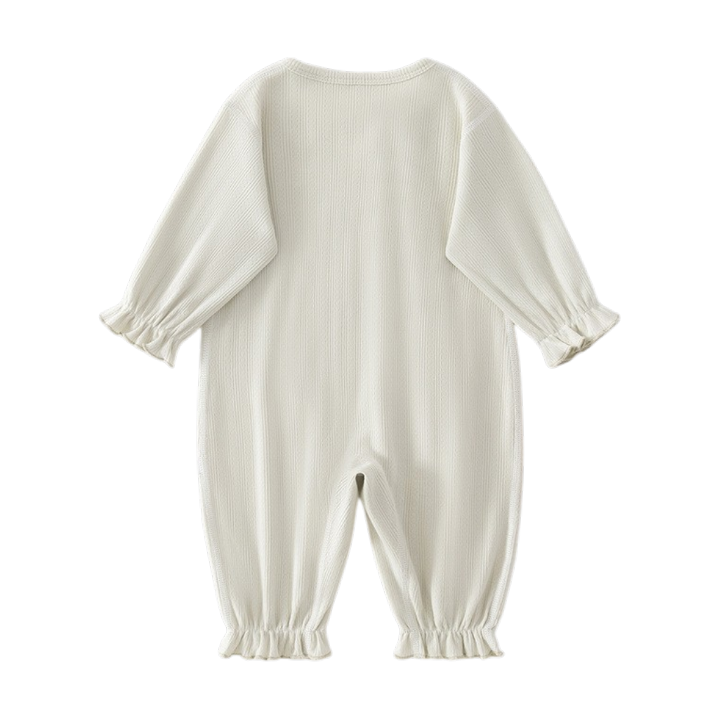 Creamy Sage Bunny Long-Sleeve Baby Romper