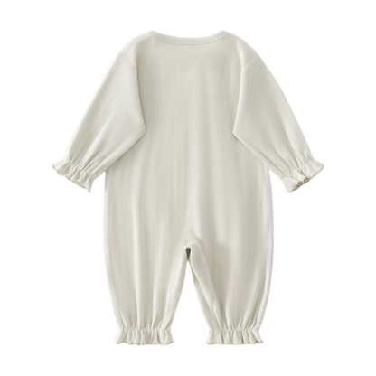 Creamy Sage Bunny Long-Sleeve Baby Romper