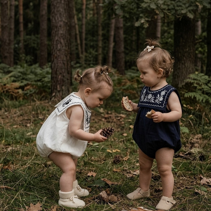Navy Blue Embroidered Nautical Baby Bodysuit