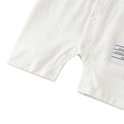 White Stripe-Trim Polo Baby Outfit