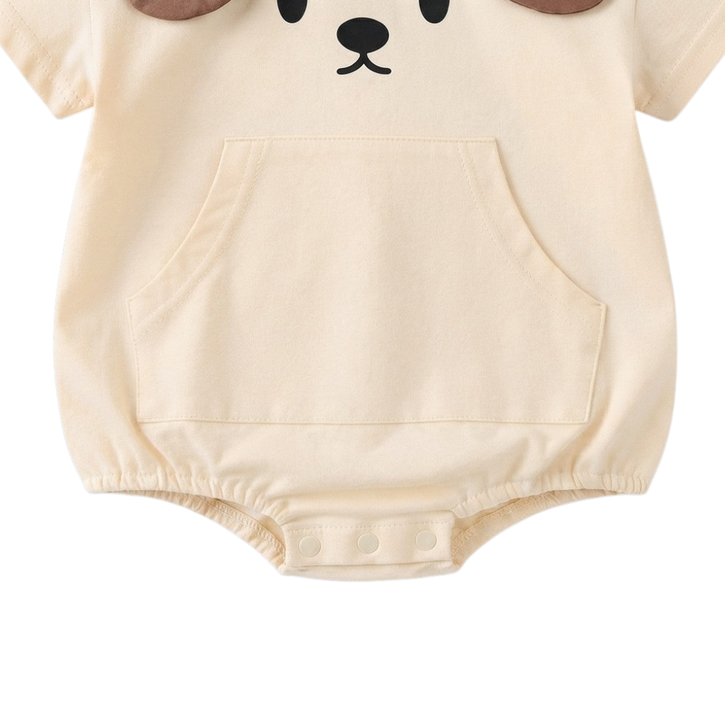 Cream Puppy-Ear Short-Sleeve Baby Outfit