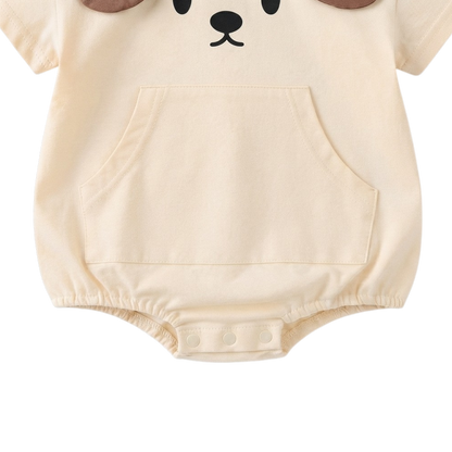 Cream Puppy-Ear Short-Sleeve Baby Outfit