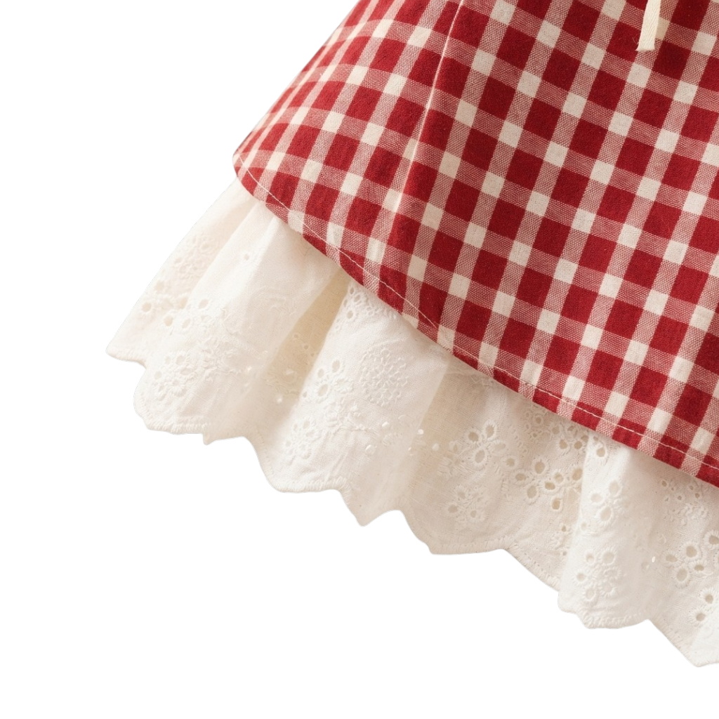 Red Gingham Baby Dress and Headscarf Set