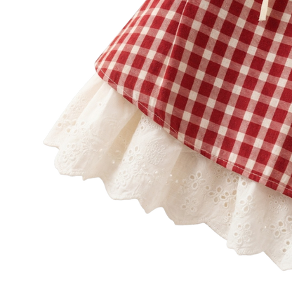 Red Gingham Baby Dress and Headscarf Set