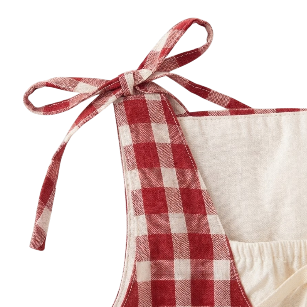 Red Gingham Baby Dress and Headscarf Set