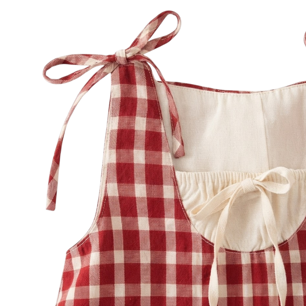 Red Gingham Baby Dress and Headscarf Set