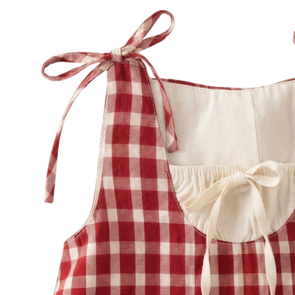 Red Gingham Baby Dress and Headscarf Set