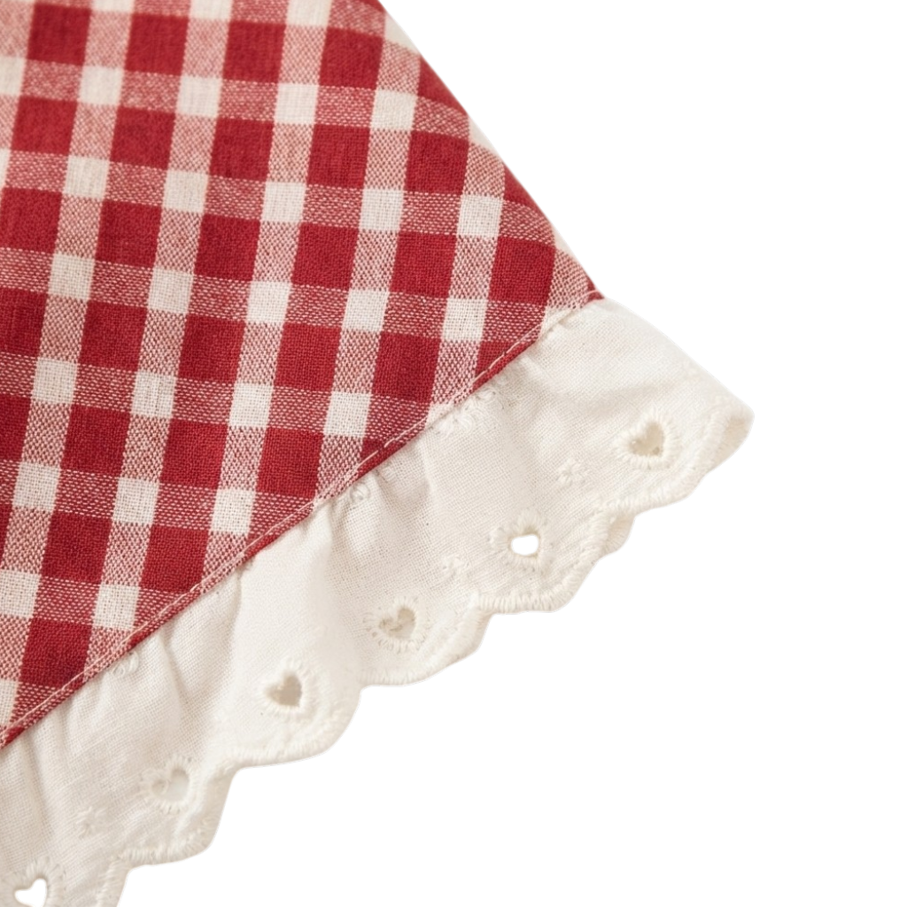 Red Gingham Baby Dress and Headscarf Set